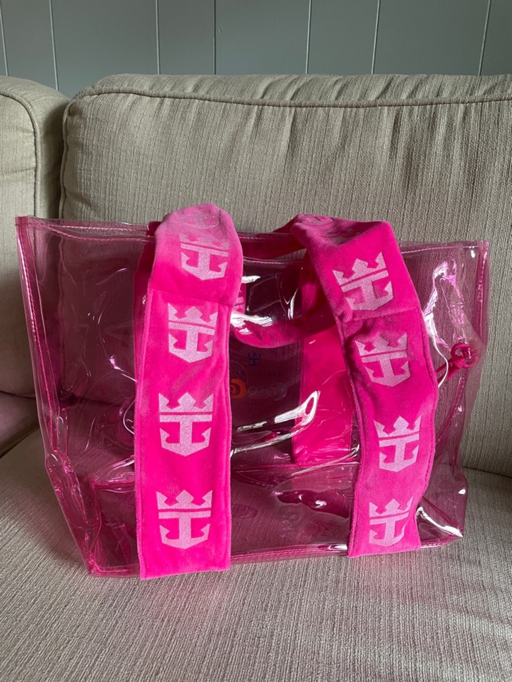 Royal Caribbean Perfect Day in Coco Cay Clear Pink Tote with Matching Pouch - Picture 5 of 7